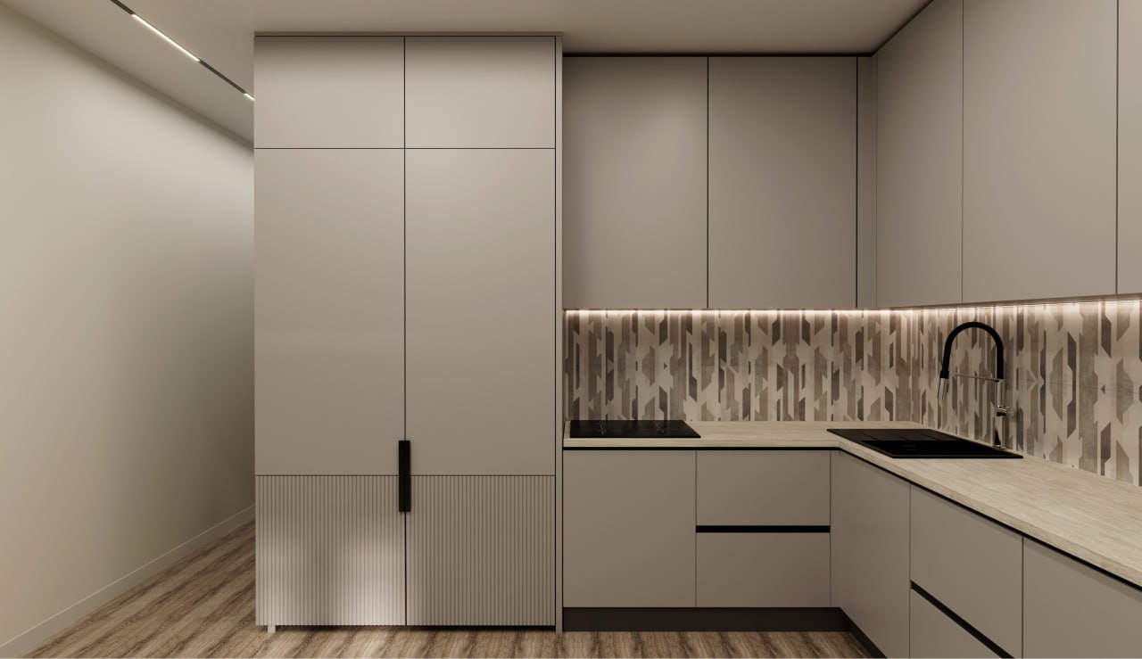 Обеденная перспектива в теплых нейтральных тонах.